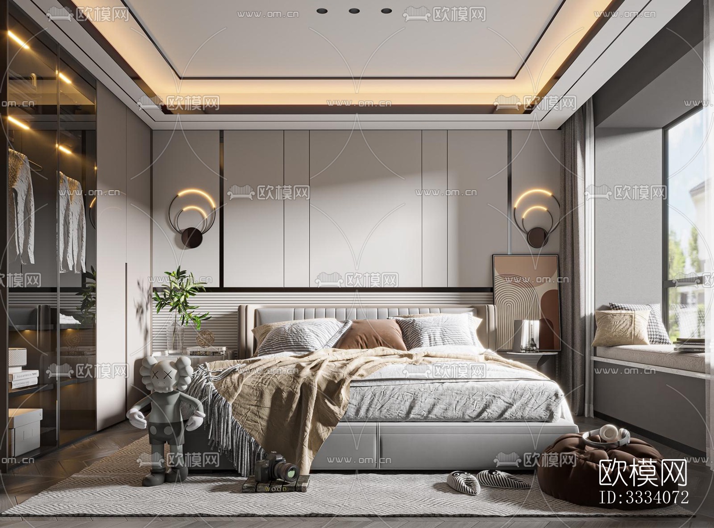 现代卧室效果图下载（渲染图6）