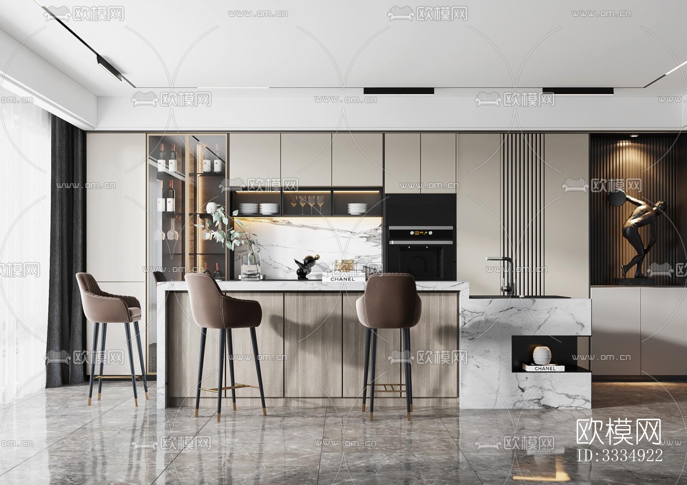 现代餐厅效果图下载（渲染图6）