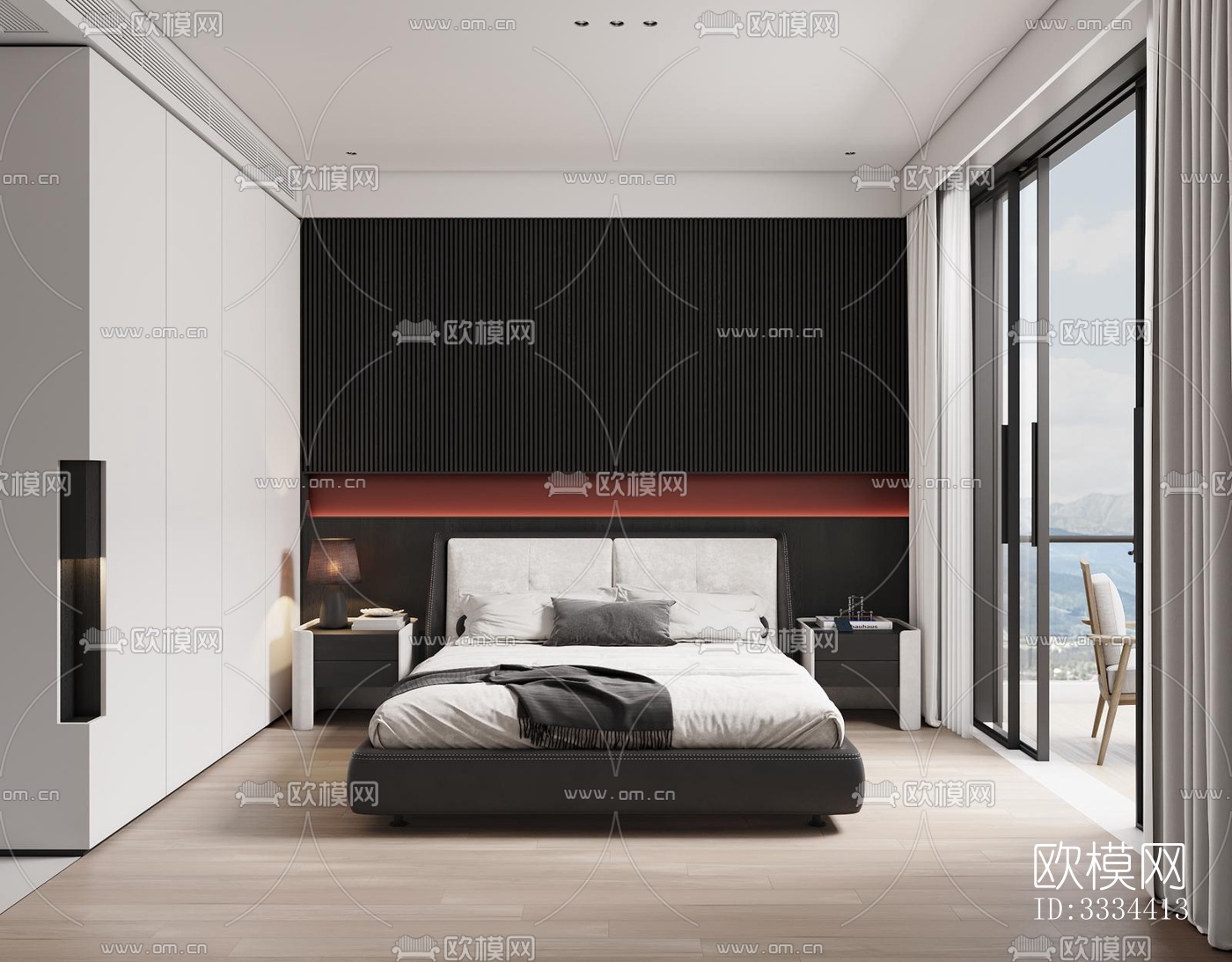 现代卧室效果图下载（渲染图2）