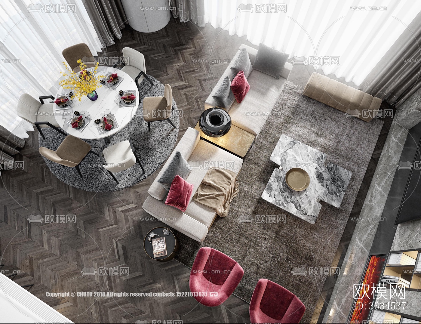 现代客厅效果图下载（渲染图1）