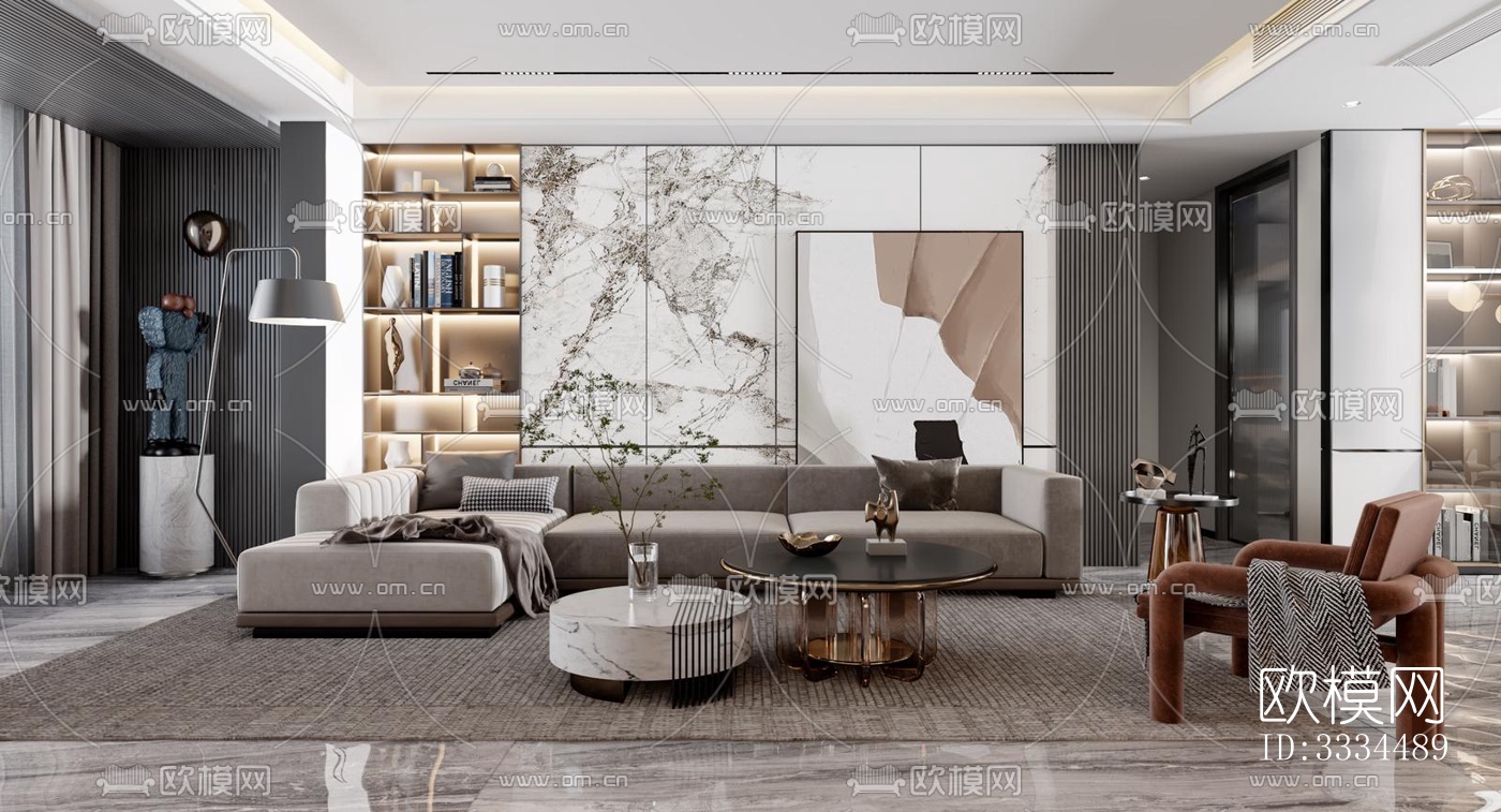 现代客厅效果图下载（渲染图14）