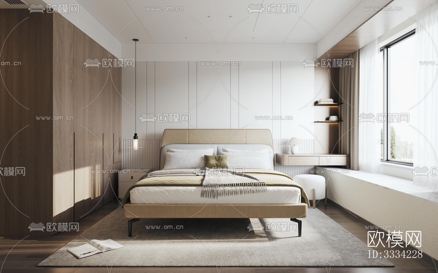 现代卧室效果图下载（渲染图1）