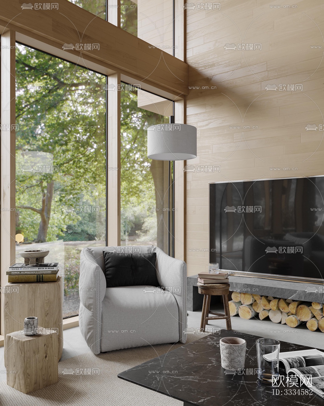 现代客厅效果图下载（渲染图7）