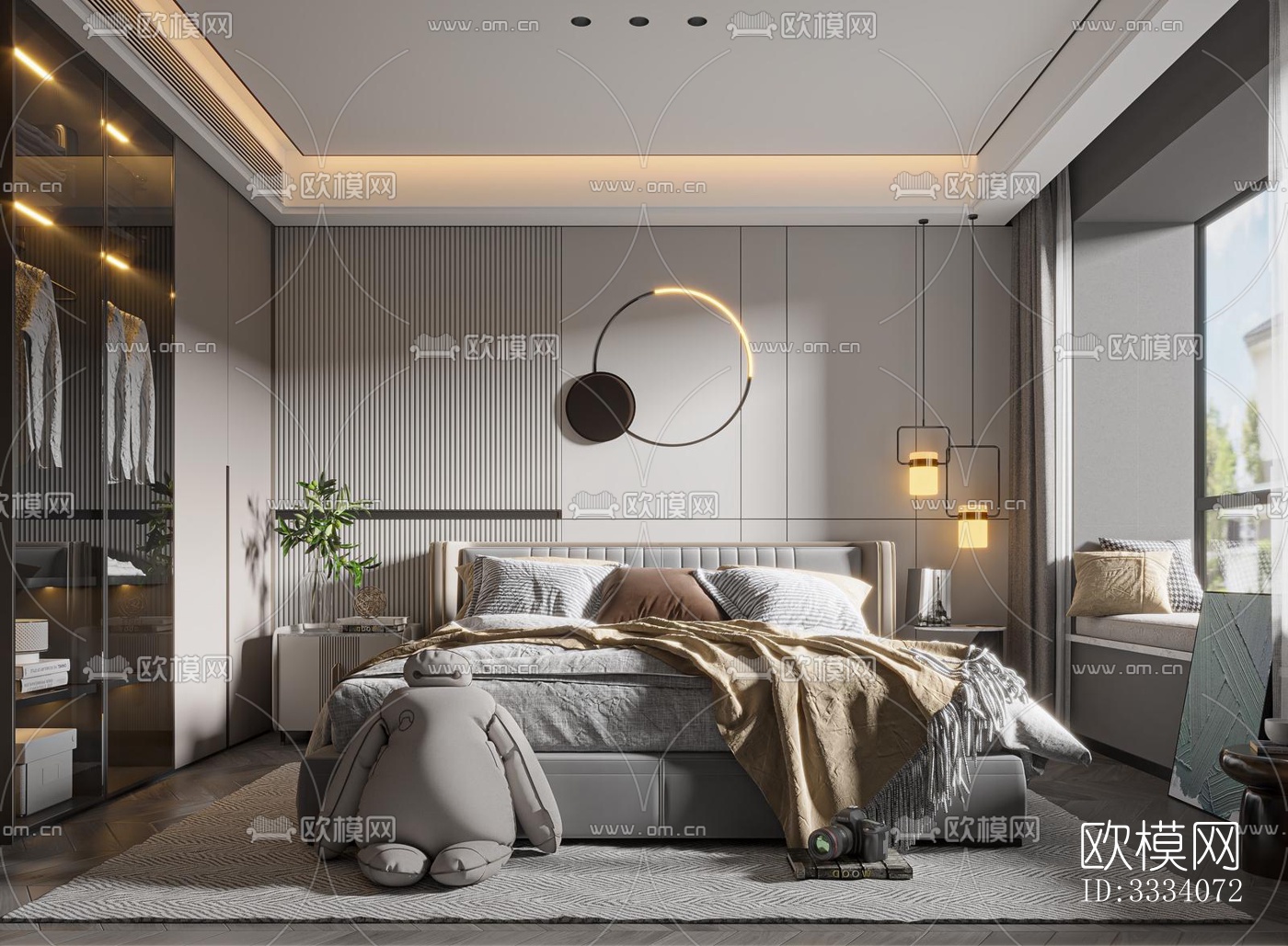现代卧室效果图下载（渲染图7）