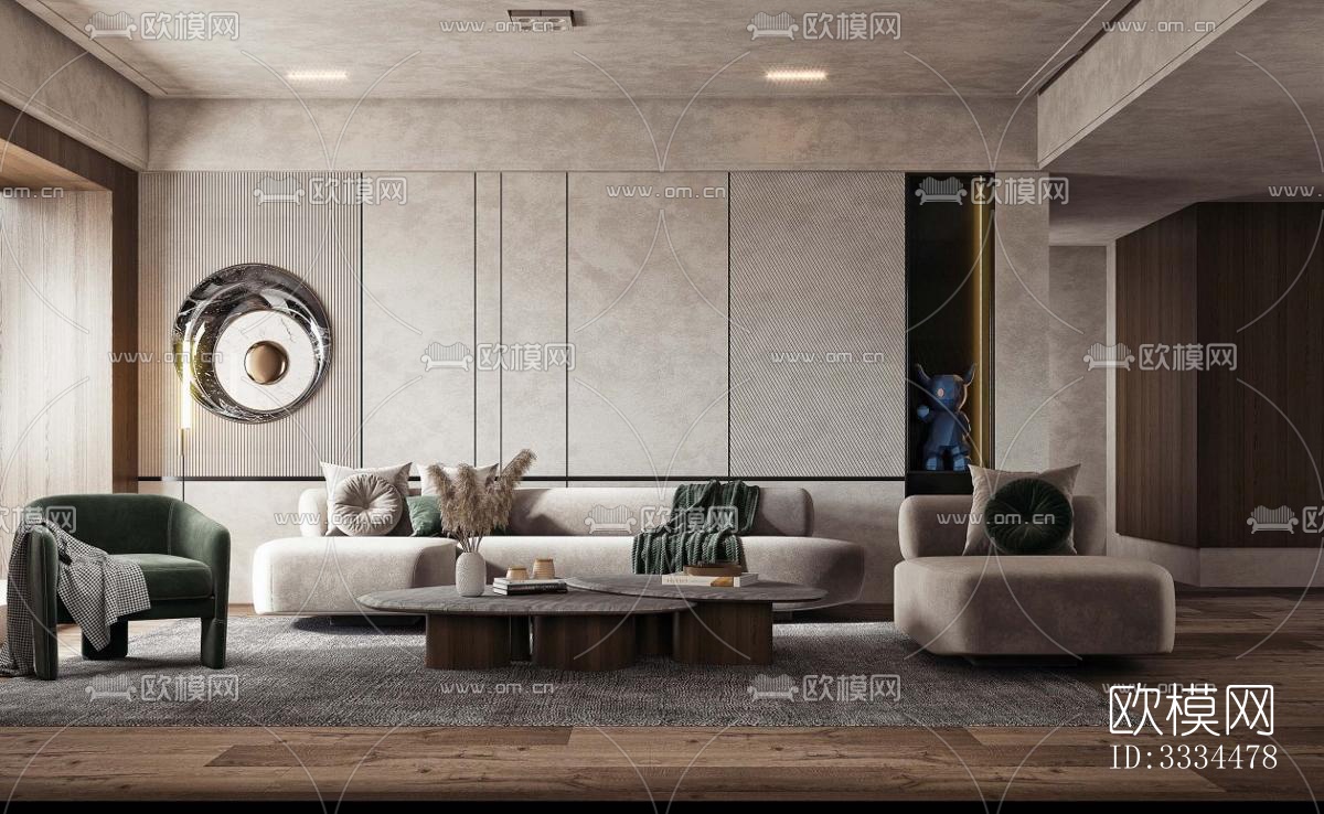现代客厅效果图下载（渲染图4）