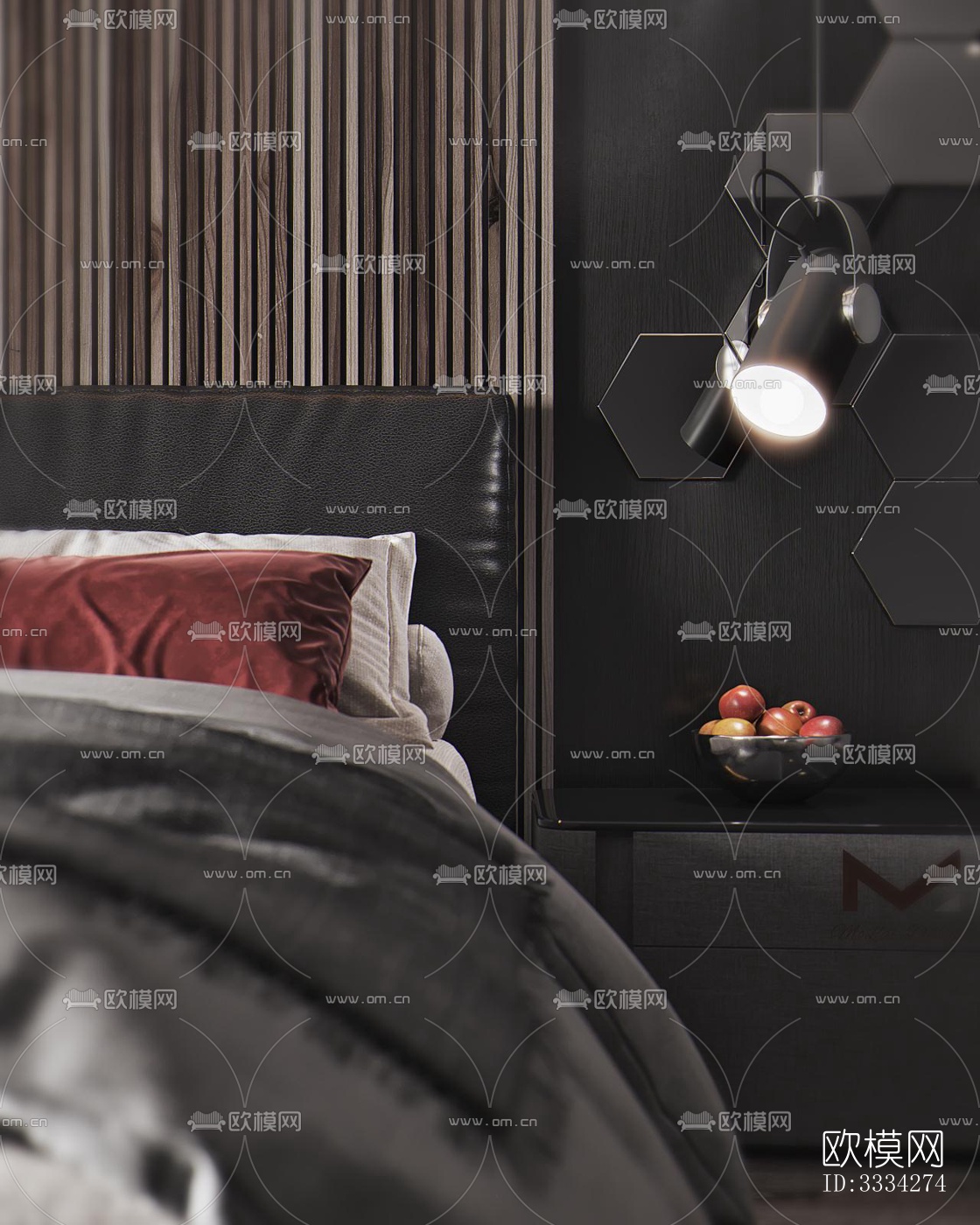现代卧室效果图下载（渲染图3）