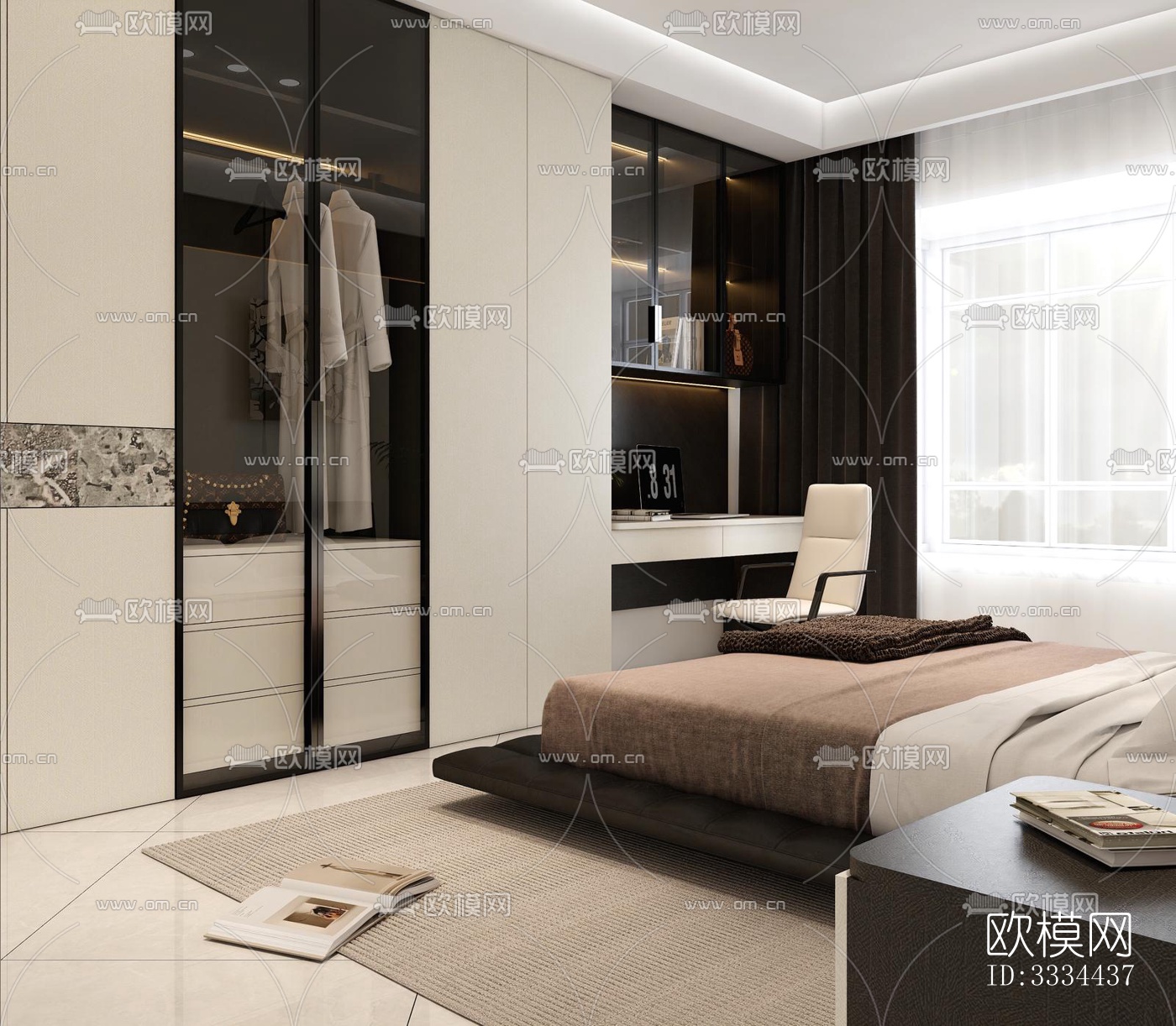现代卧室效果图下载（渲染图2）