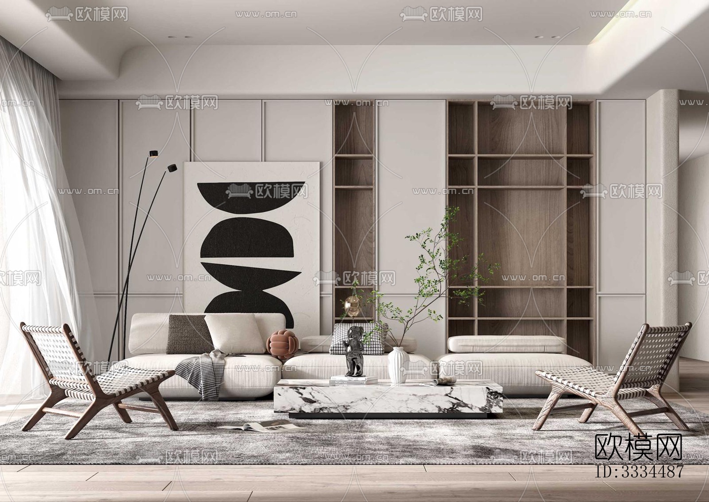 现代客厅效果图下载（渲染图5）