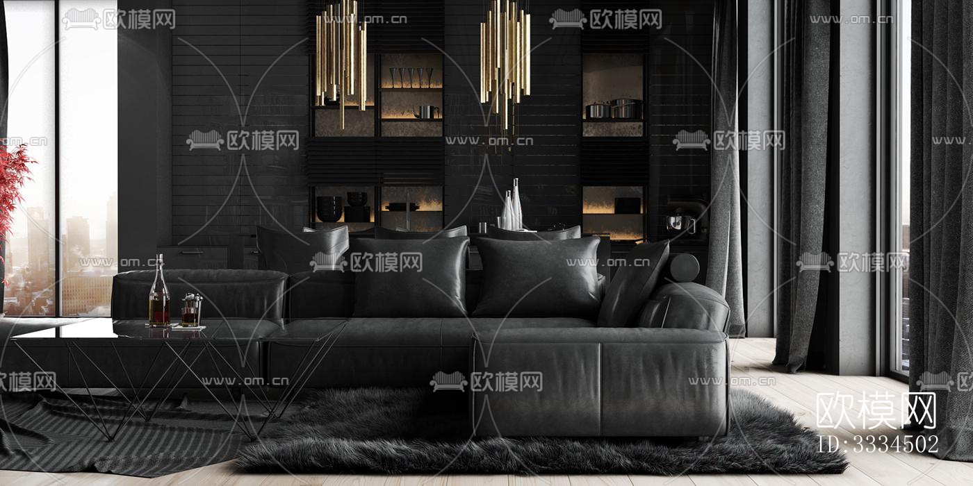 现代客厅效果图下载（渲染图8）