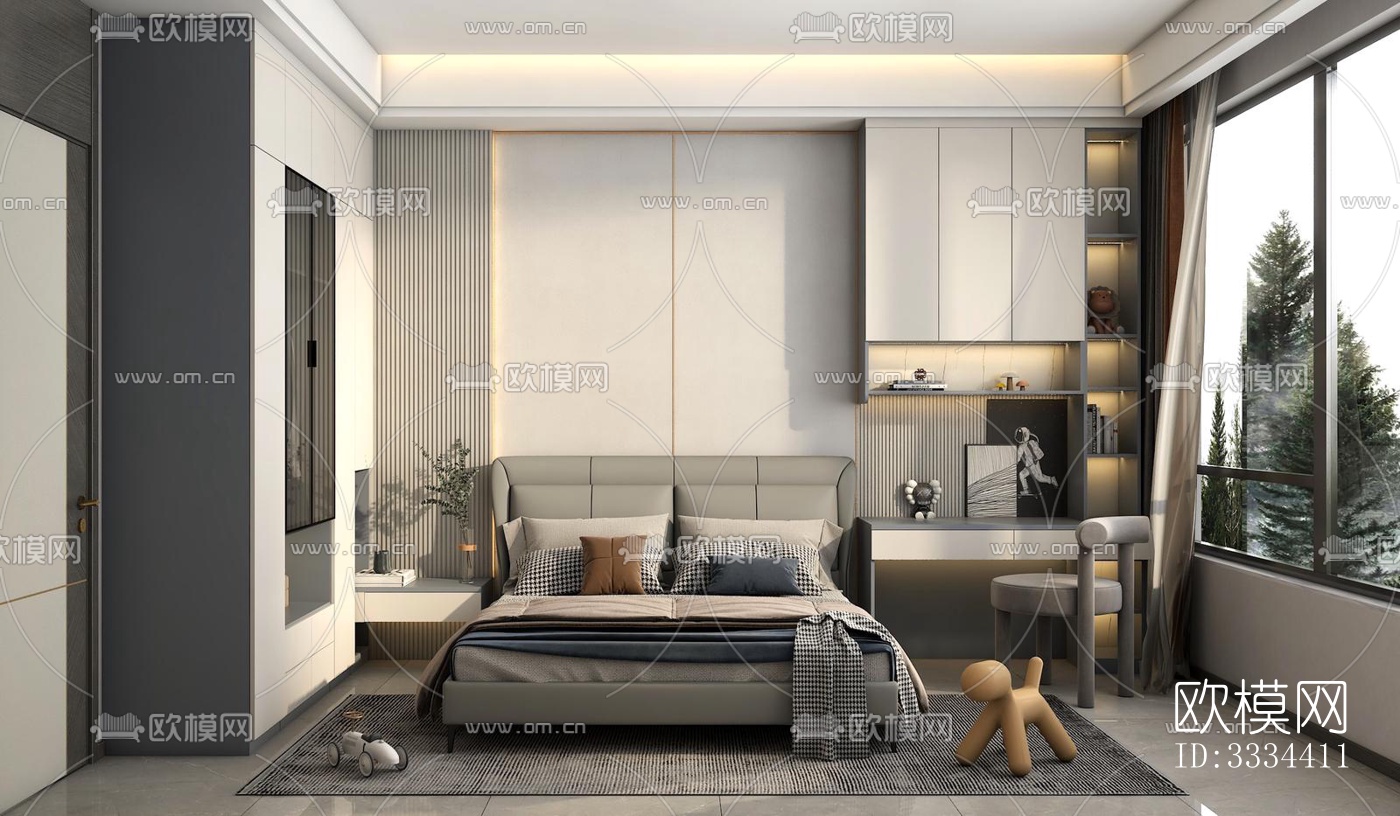 现代卧室效果图下载（渲染图5）