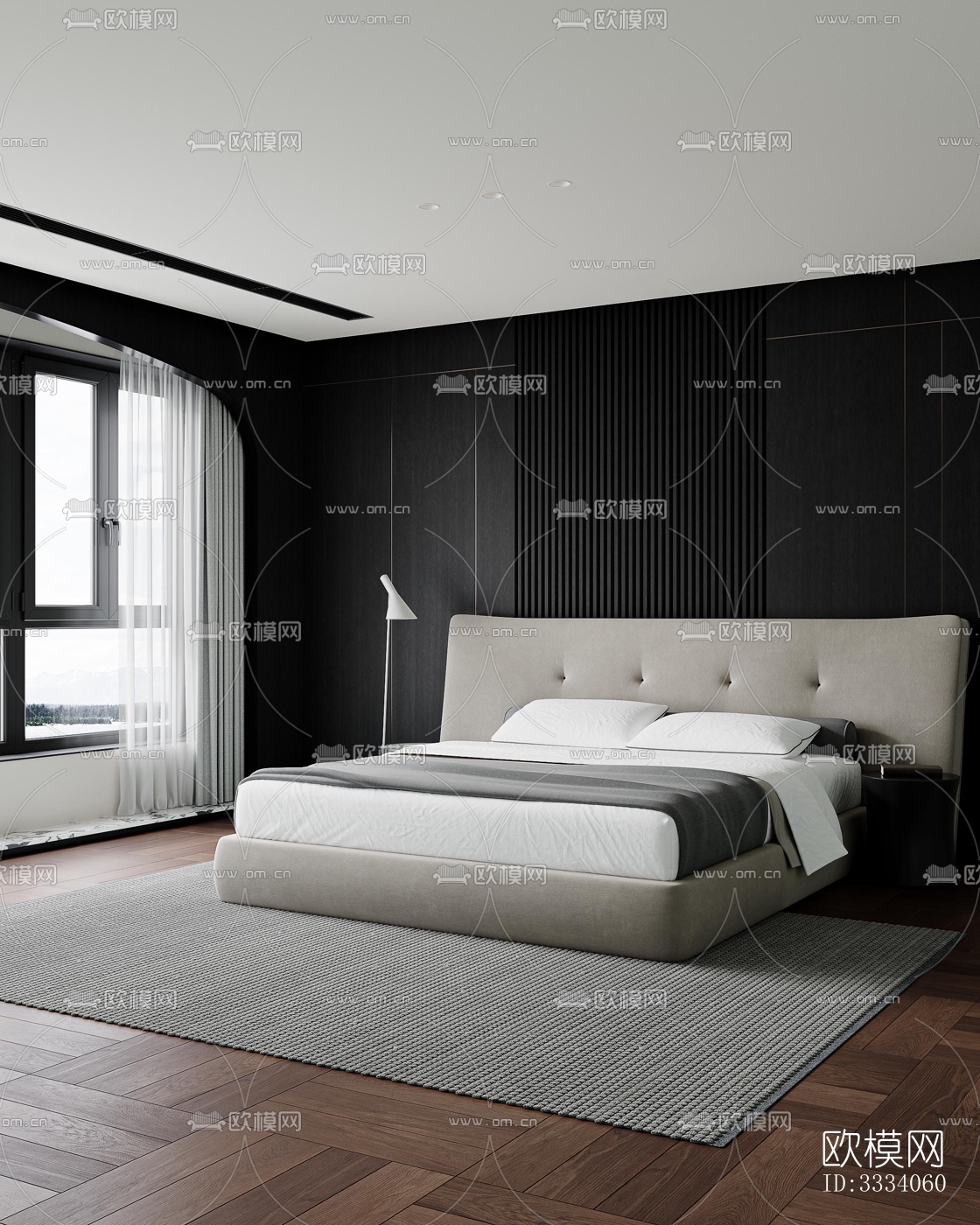 现代卧室效果图下载（渲染图1）