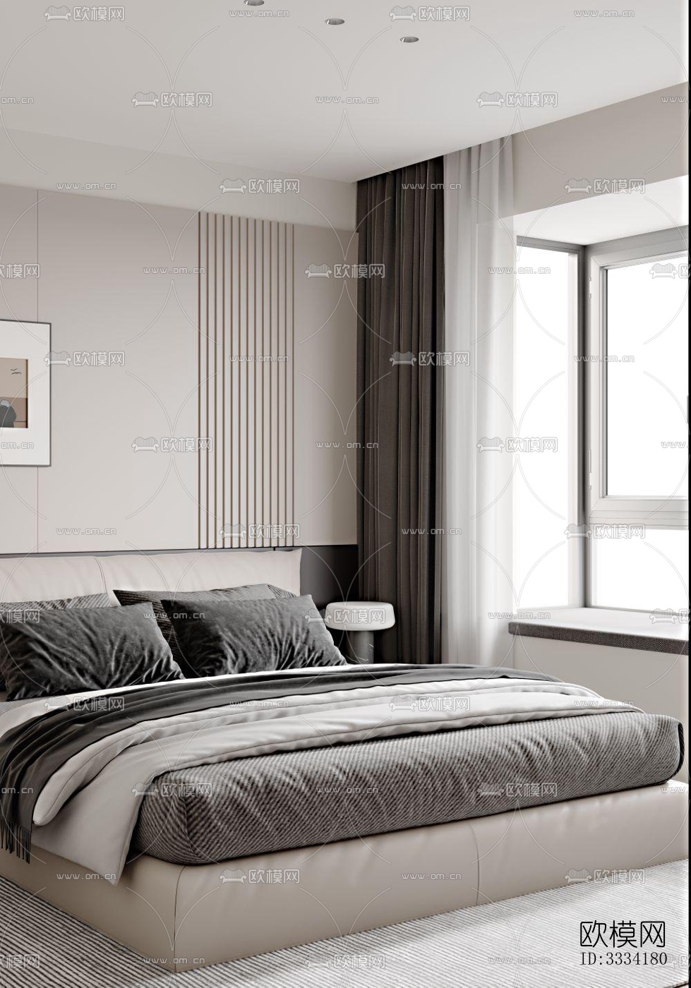 现代卧室效果图下载（渲染图6）