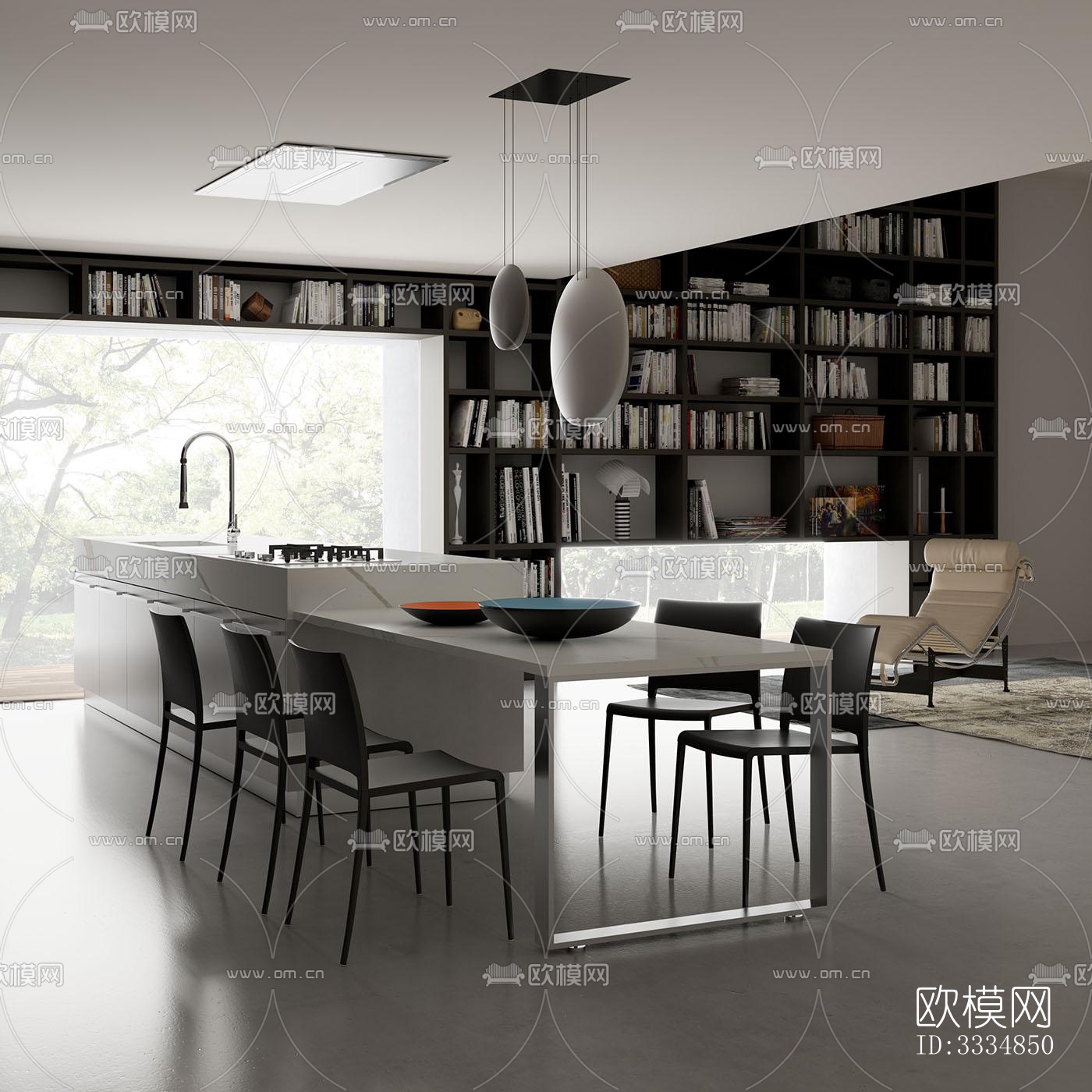 现代餐厅效果图下载（渲染图7）