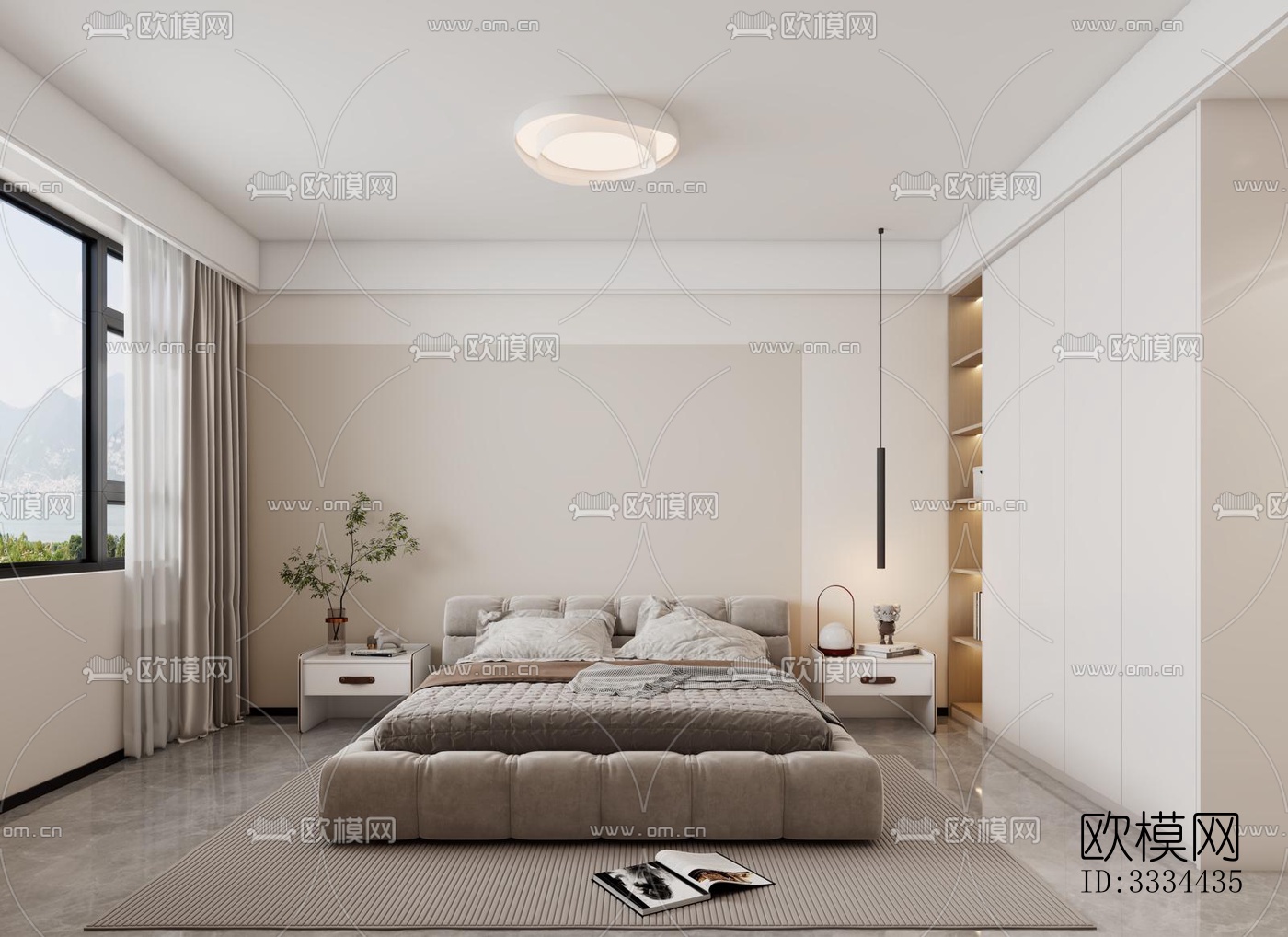 现代卧室效果图下载（渲染图1）