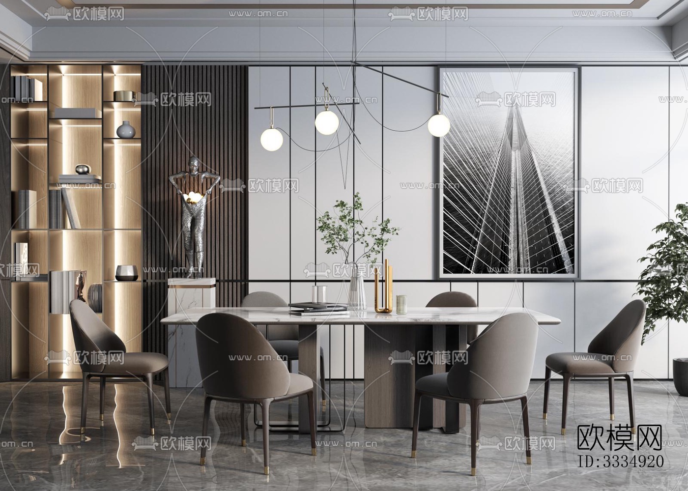 现代餐厅效果图下载（渲染图4）