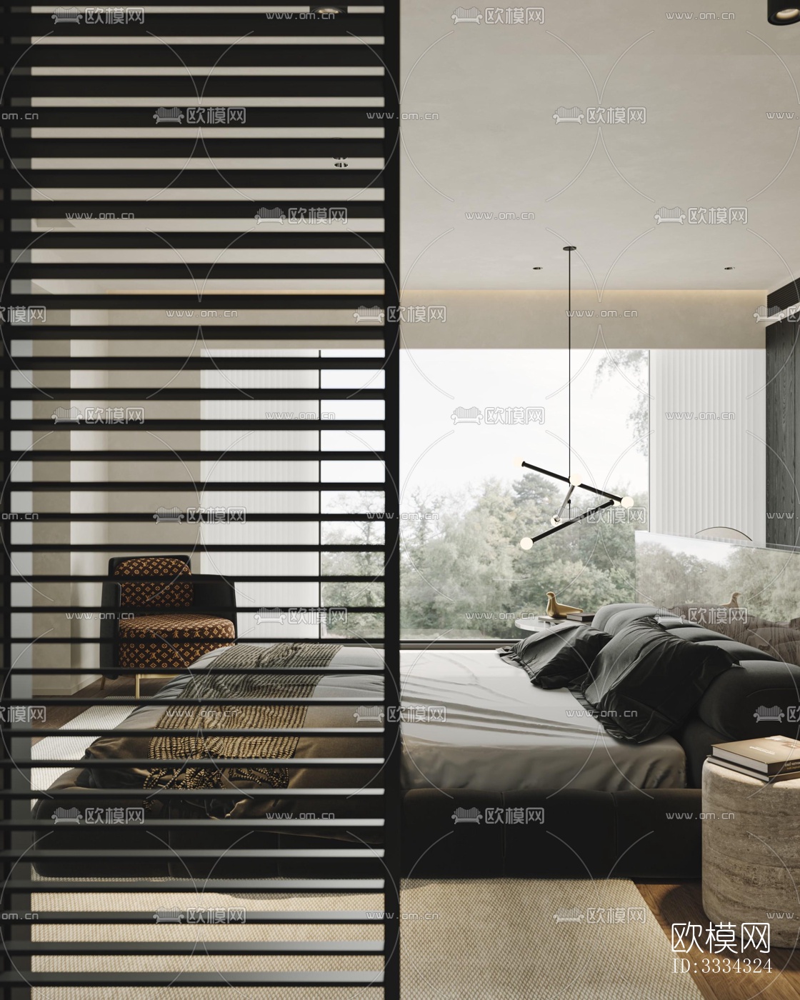 现代卧室效果图下载（渲染图6）