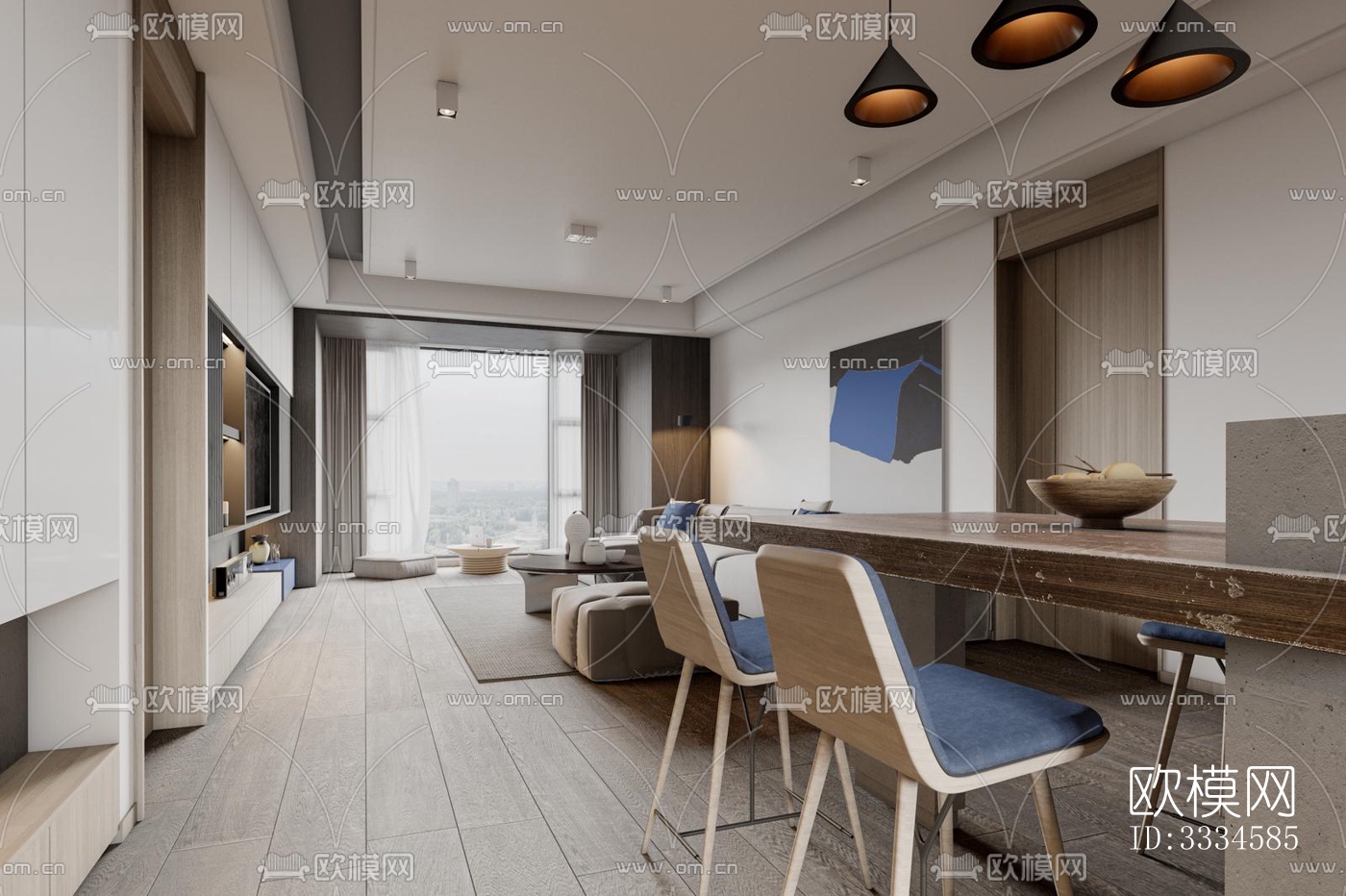 现代客厅效果图下载（渲染图7）