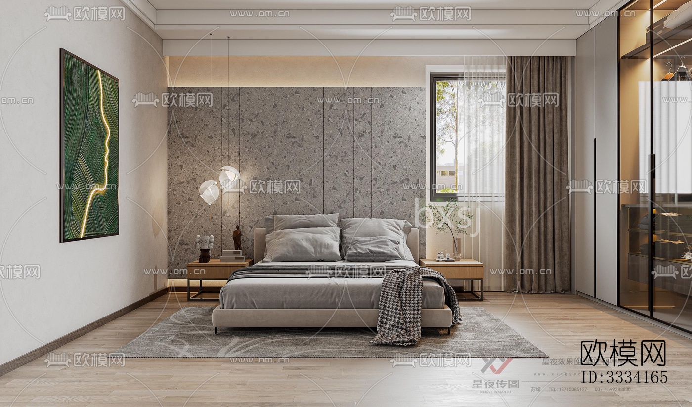现代卧室效果图下载（渲染图9）
