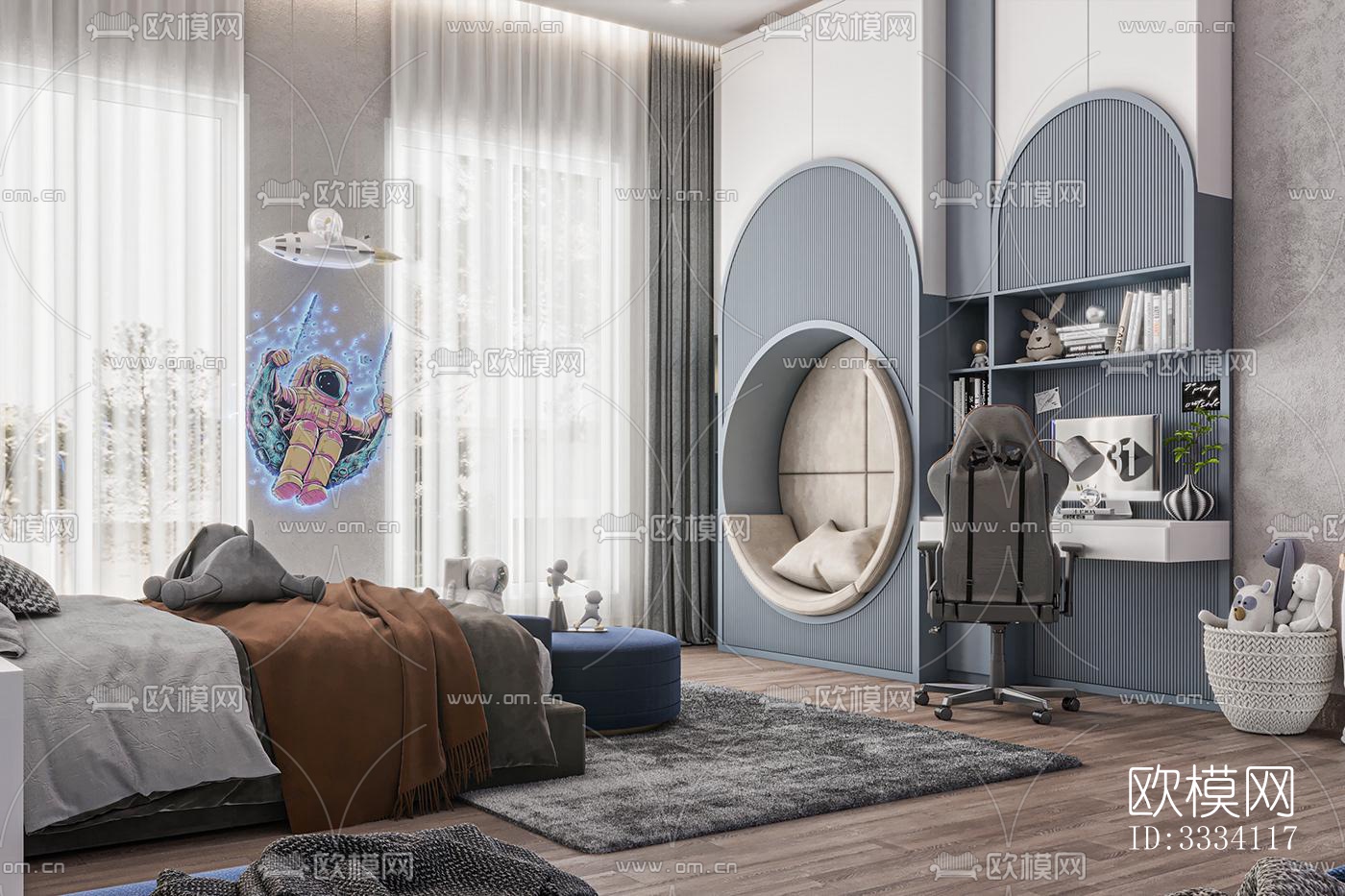 现代卧室效果图下载（渲染图5）