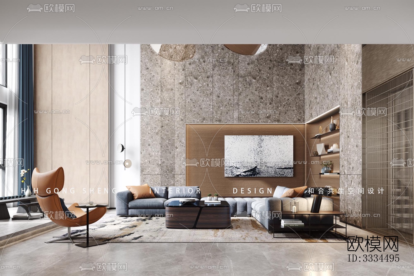 现代客厅效果图下载（渲染图8）