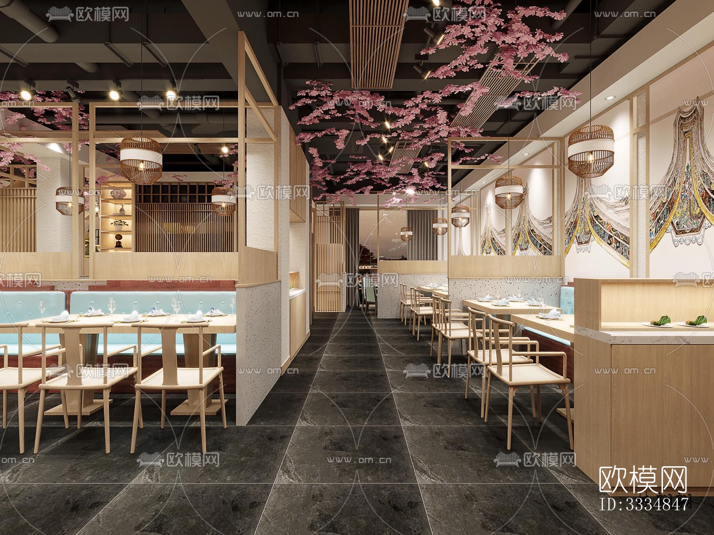 现代餐厅效果图下载（渲染图3）