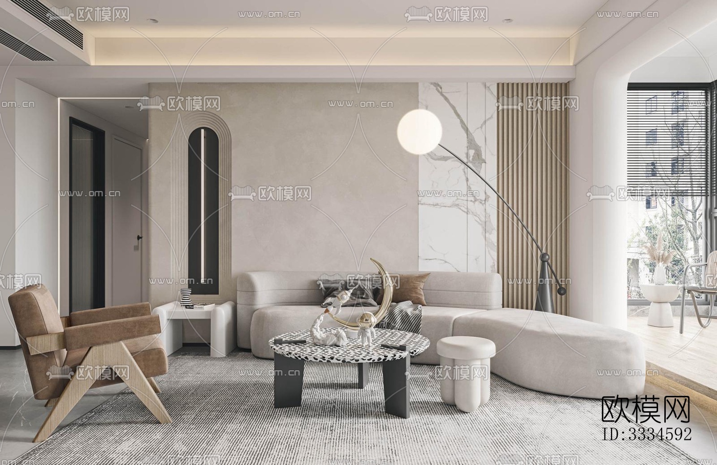 现代客厅效果图下载（渲染图3）