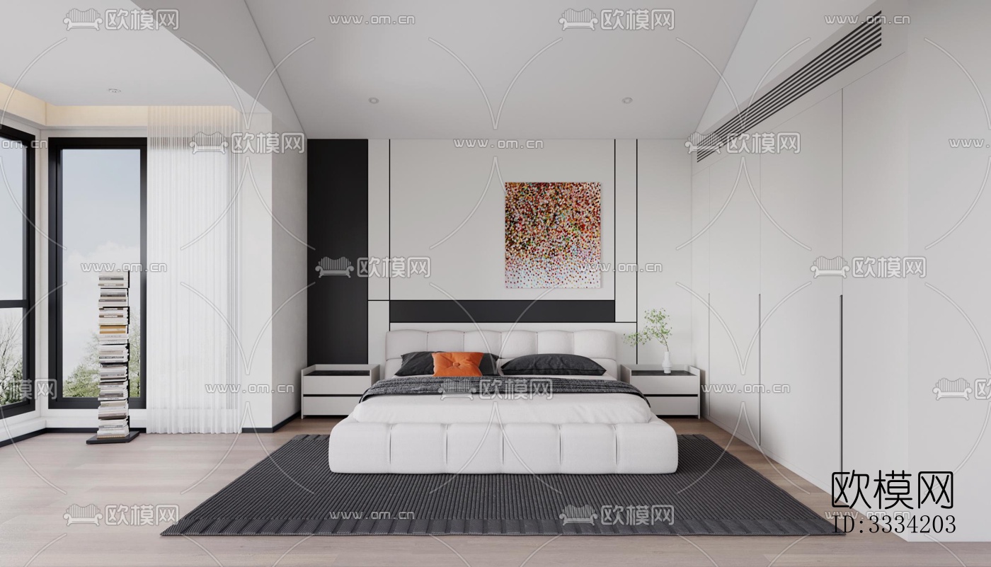 现代卧室效果图下载（渲染图3）
