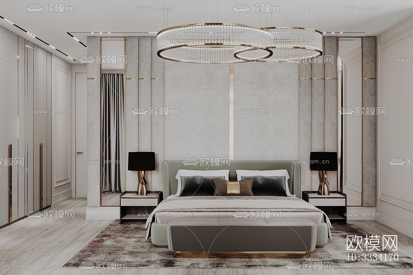 现代卧室效果图下载（渲染图1）