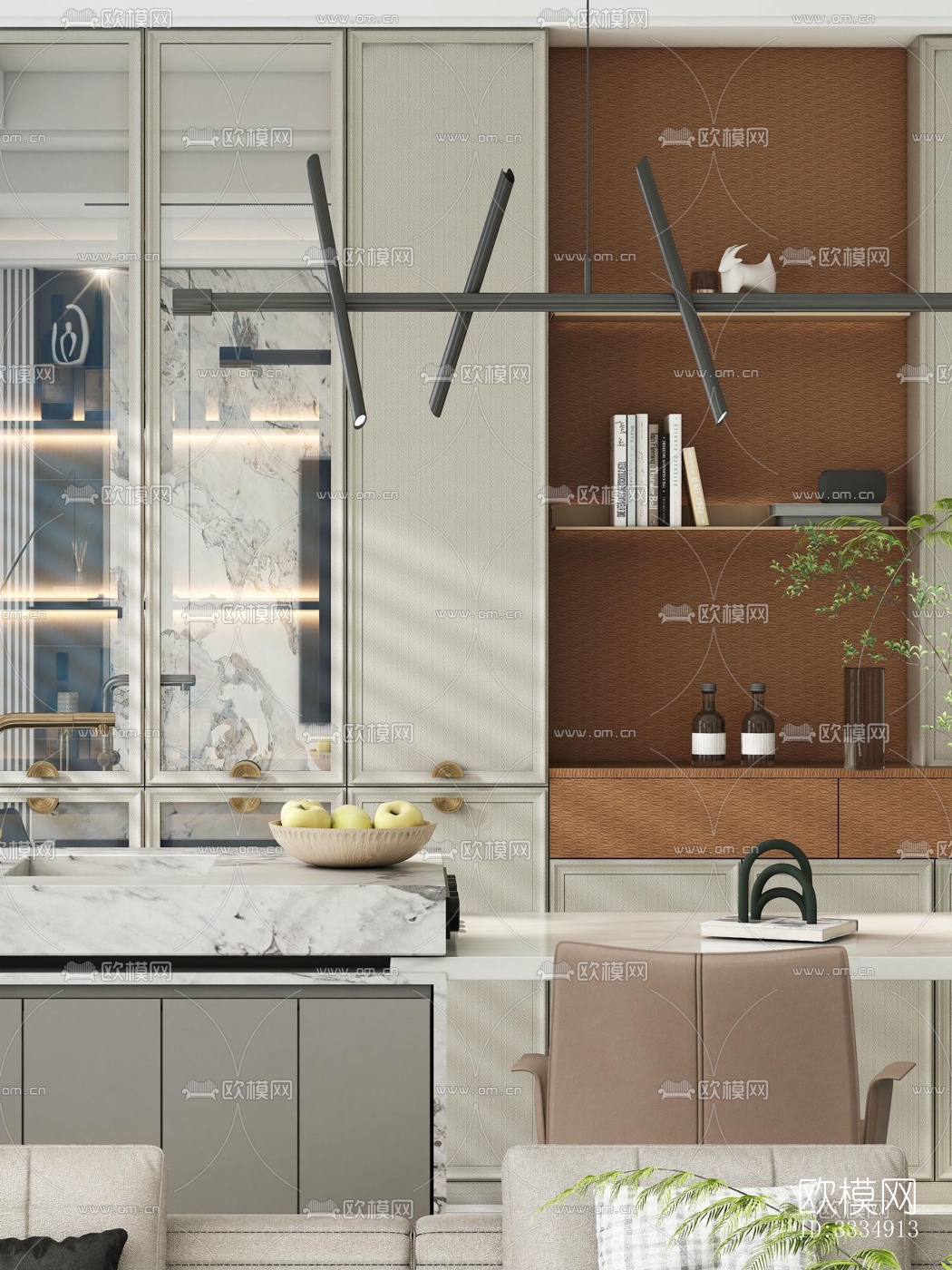 现代餐厅效果图下载（渲染图5）