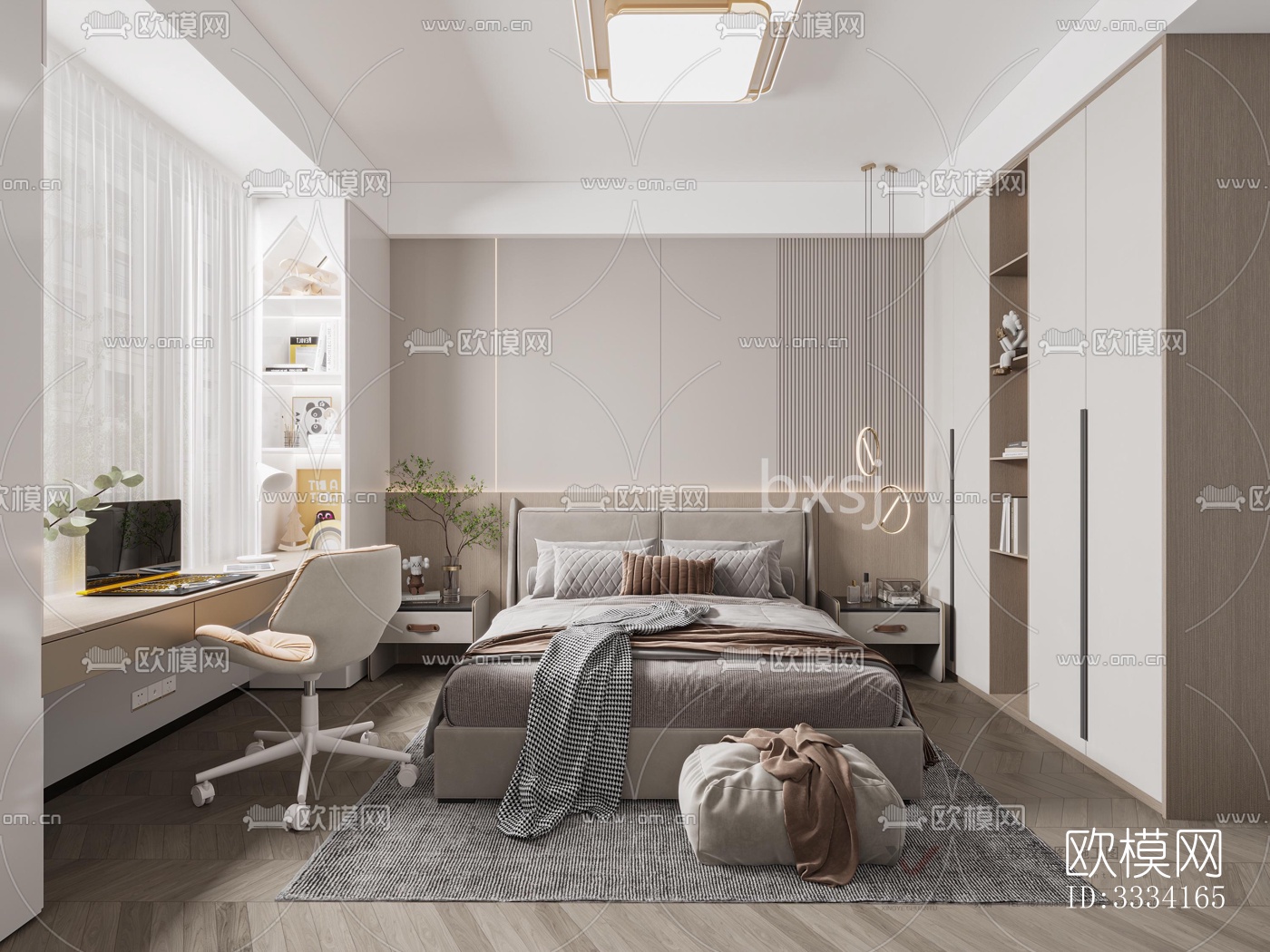 现代卧室效果图下载（渲染图4）