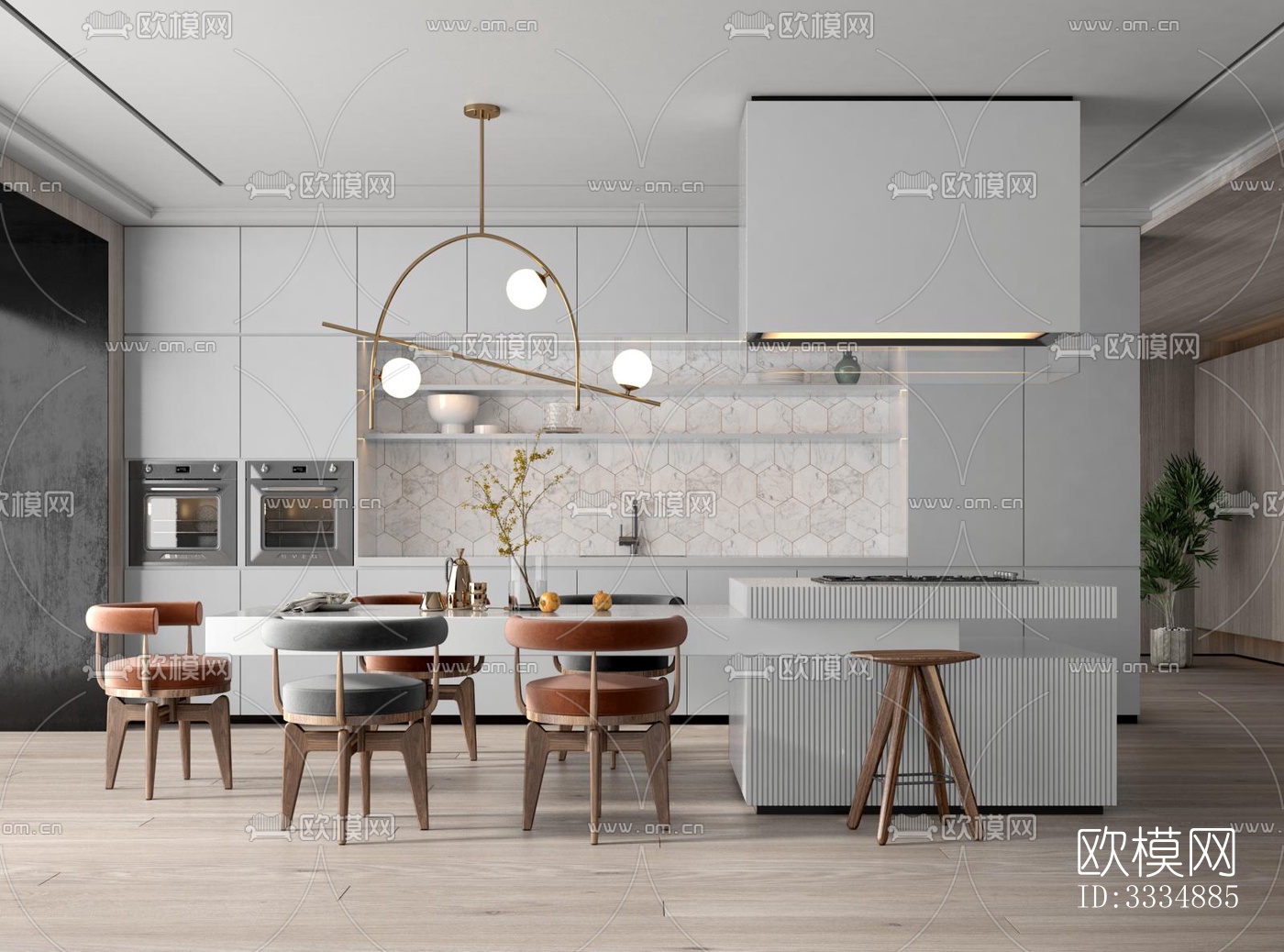 现代餐厅效果图下载（渲染图6）