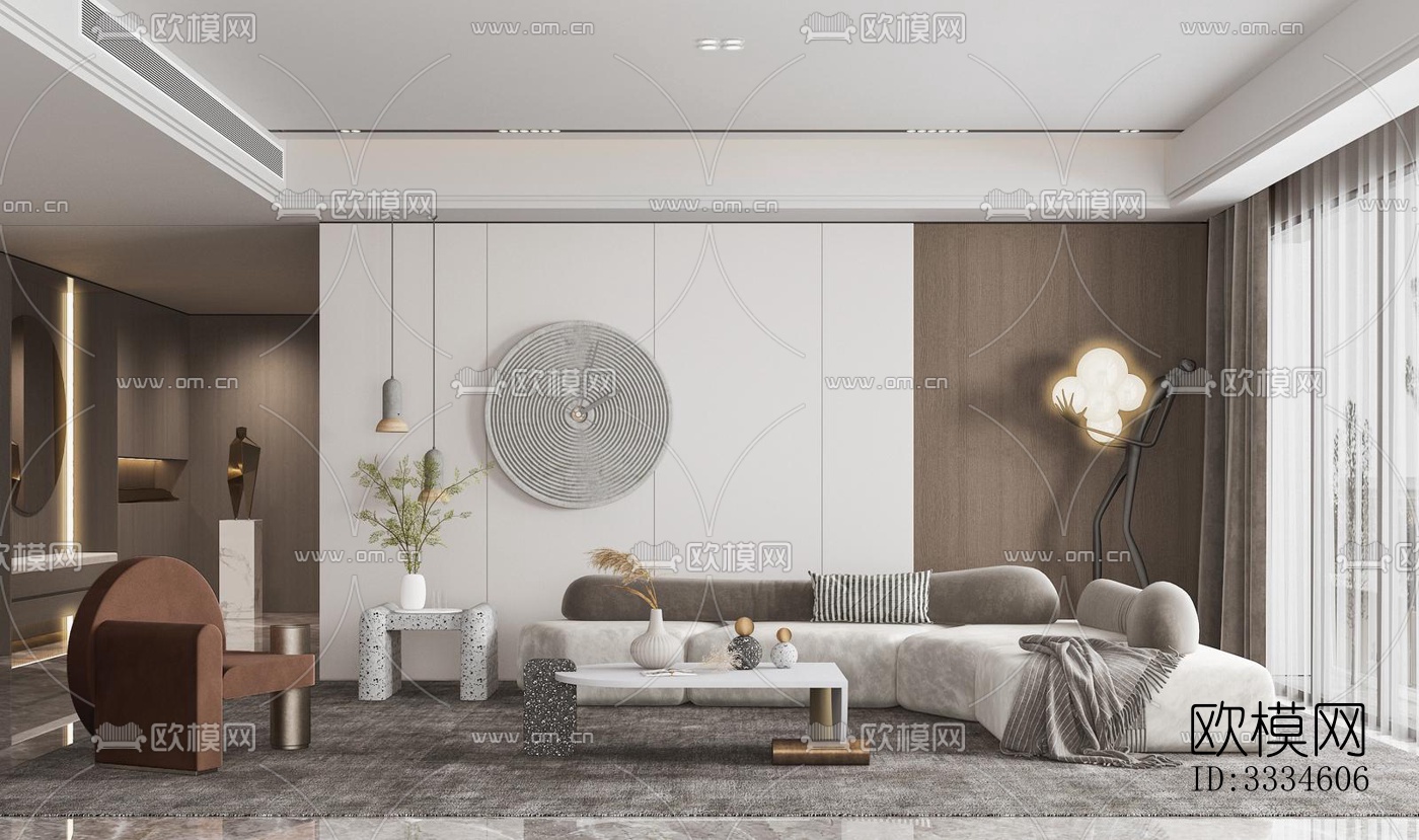 现代客厅效果图下载（渲染图11）