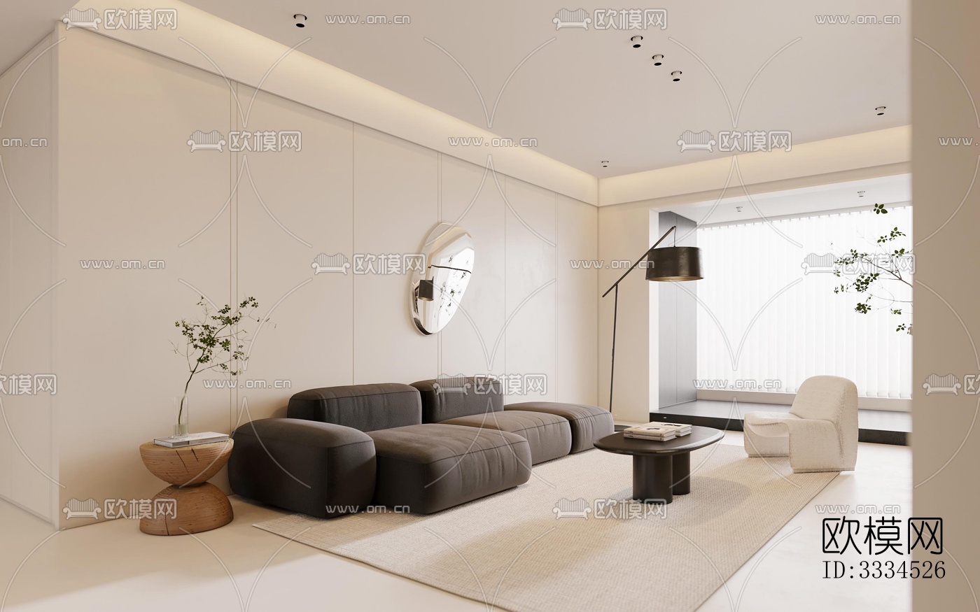 现代客厅效果图下载（渲染图7）