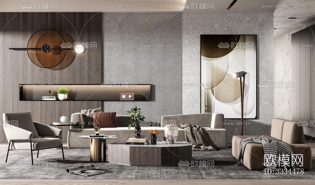 现代客厅效果图下载（渲染图3）