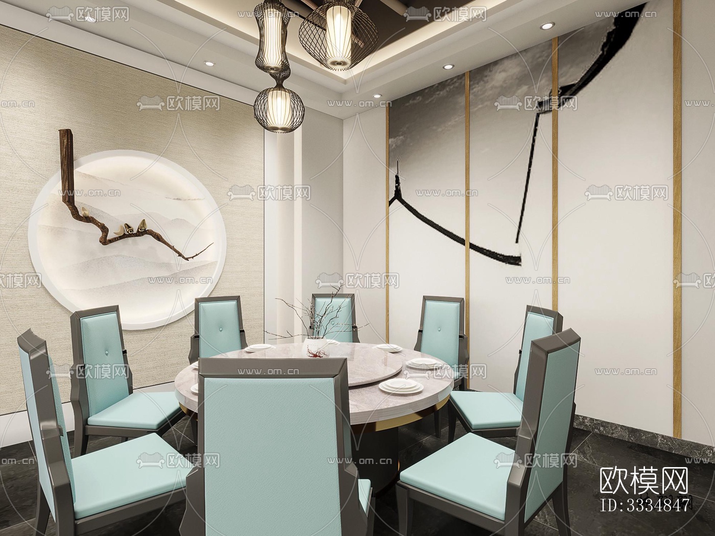 现代餐厅效果图下载（渲染图8）