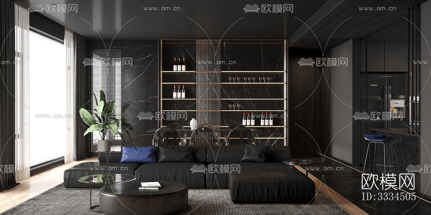 现代客厅效果图下载（渲染图2）