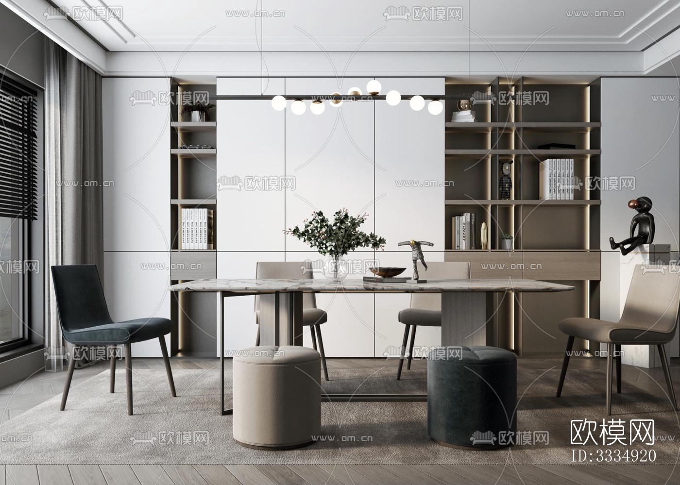 现代餐厅效果图下载（渲染图2）