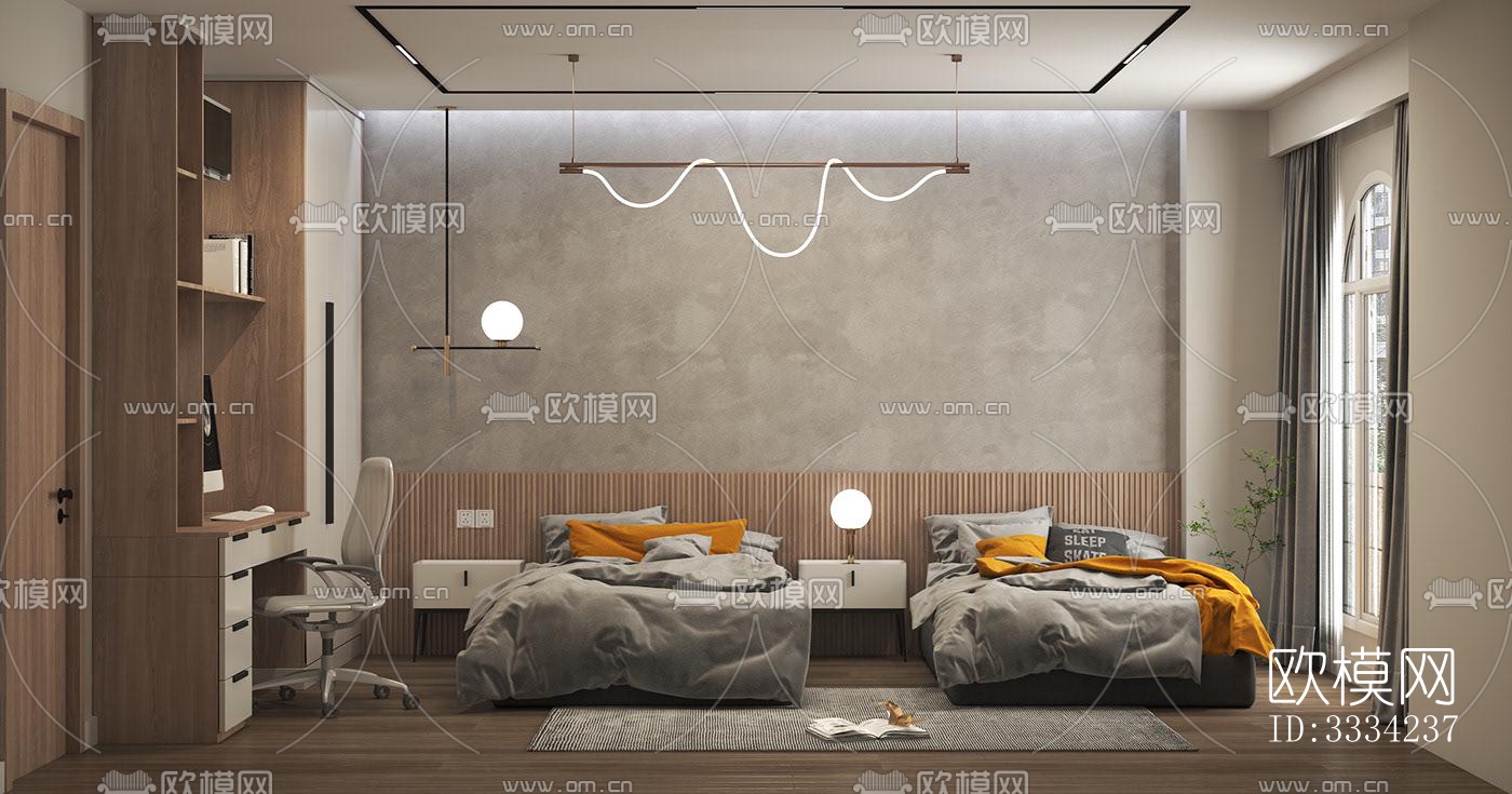 现代卧室效果图下载（渲染图1）