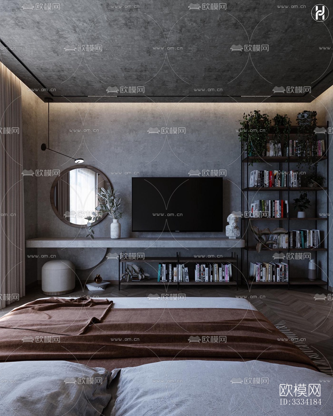 现代卧室效果图下载（渲染图3）