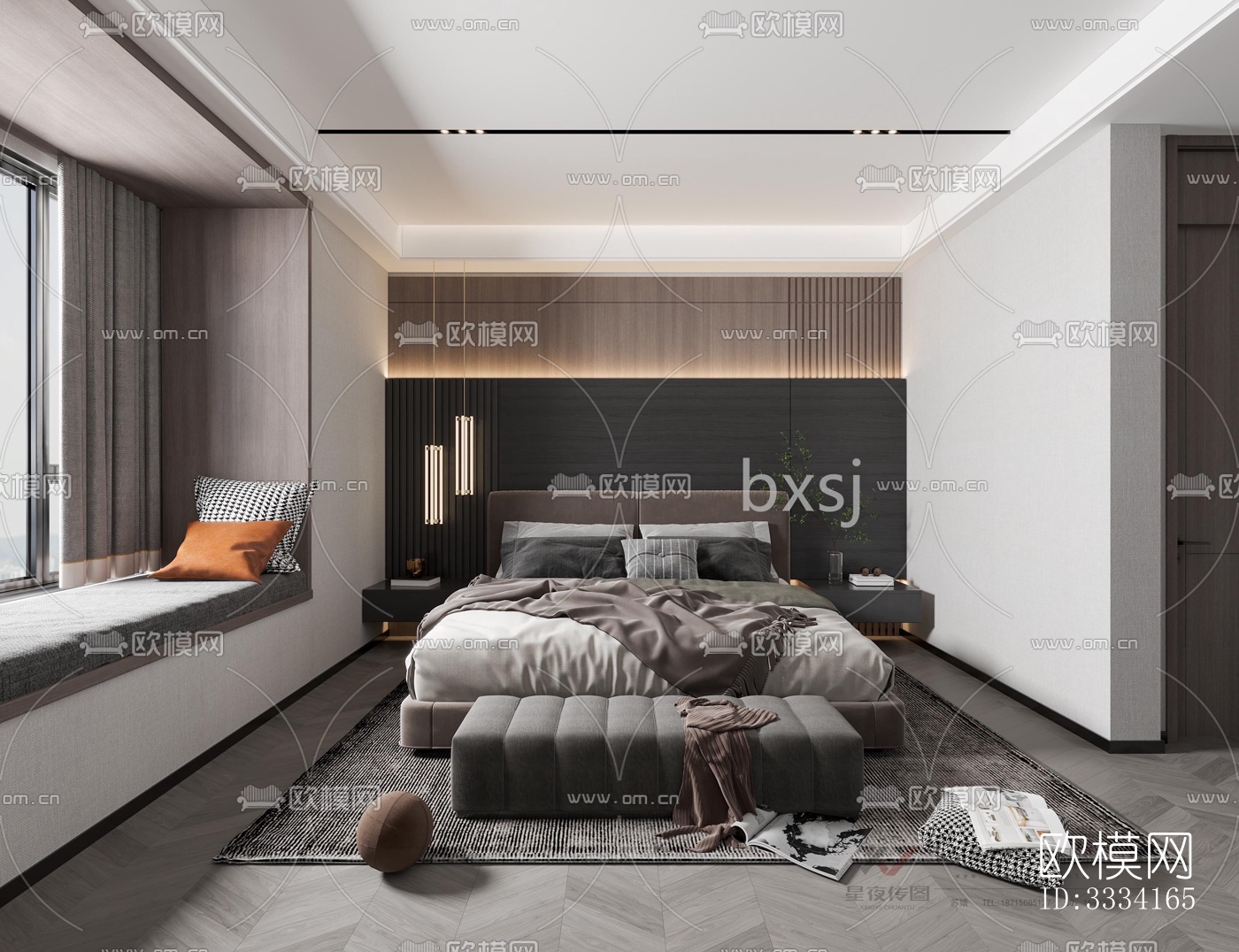 现代卧室效果图下载（渲染图5）