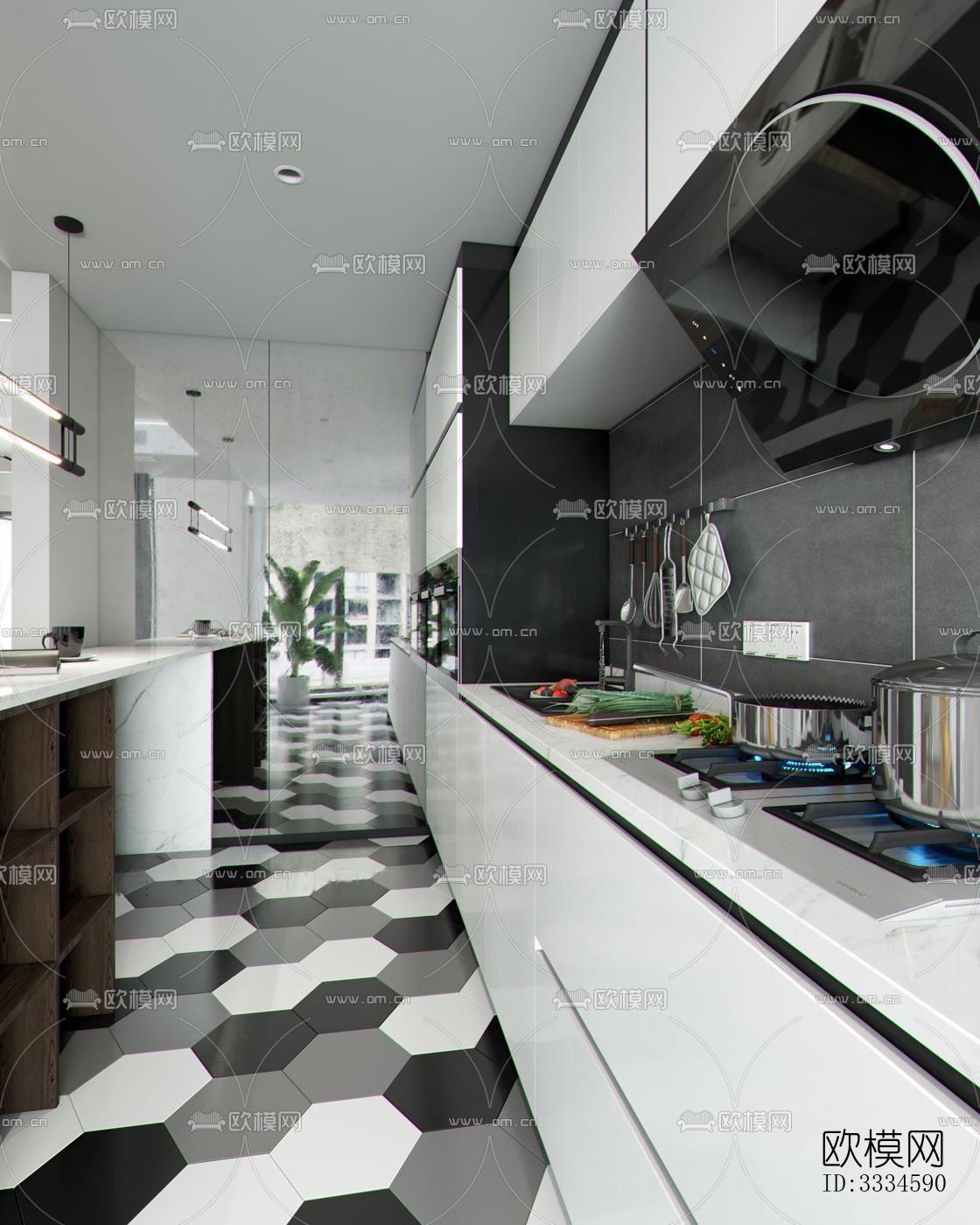 现代客厅效果图下载（渲染图4）