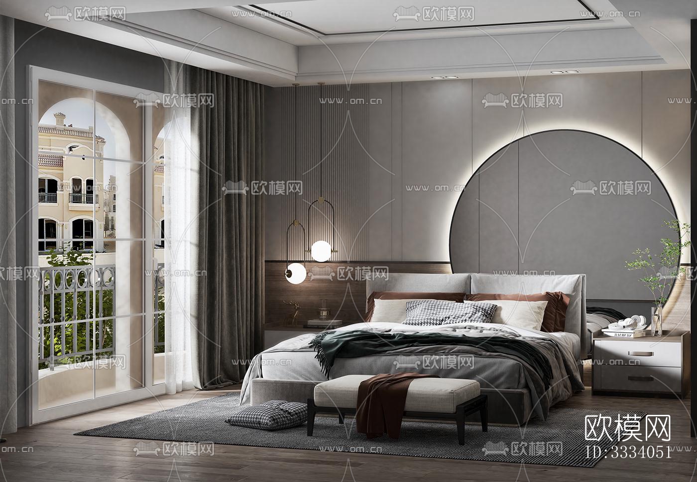 现代卧室效果图下载（渲染图4）