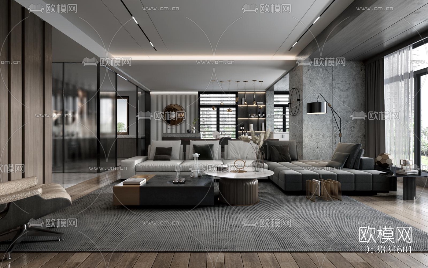 现代客厅效果图下载（渲染图4）