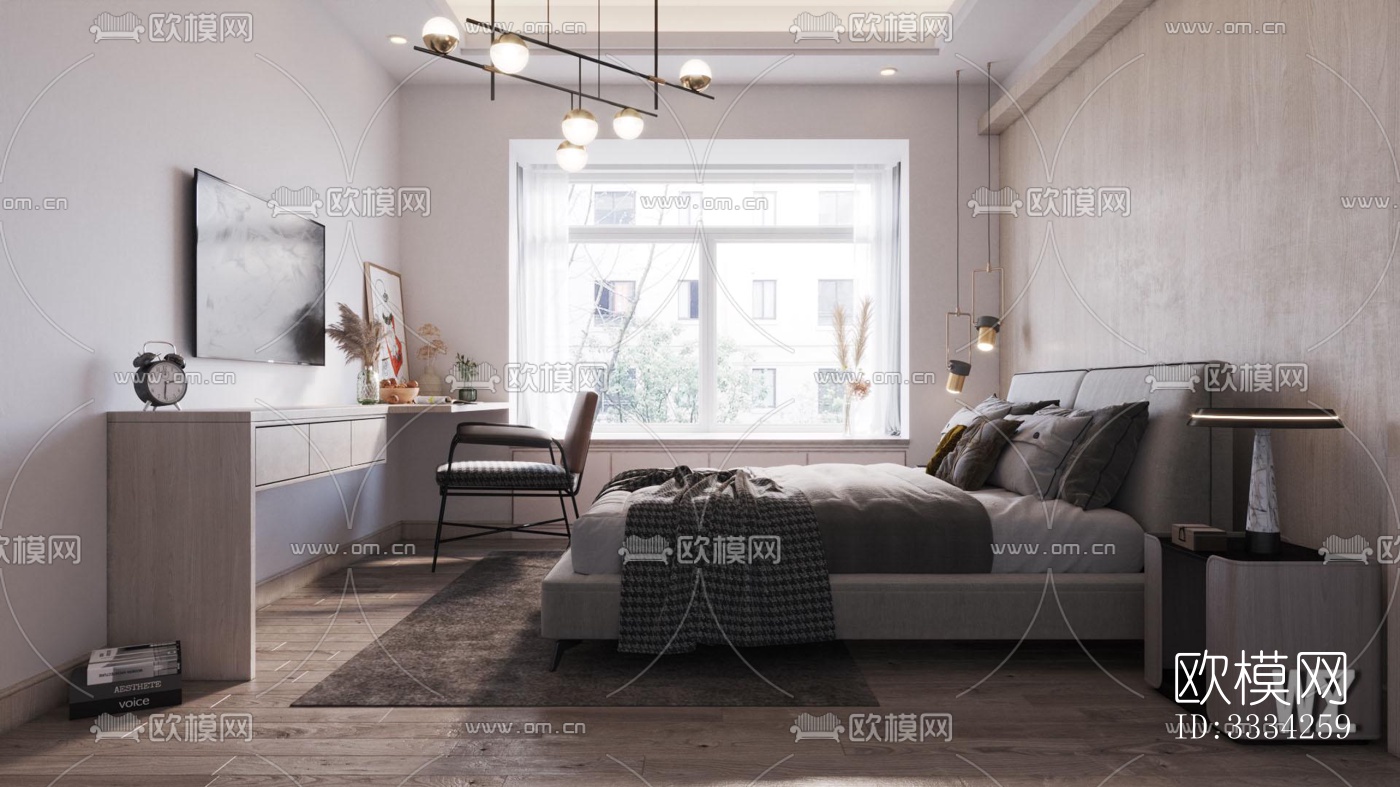 现代卧室效果图下载（渲染图6）