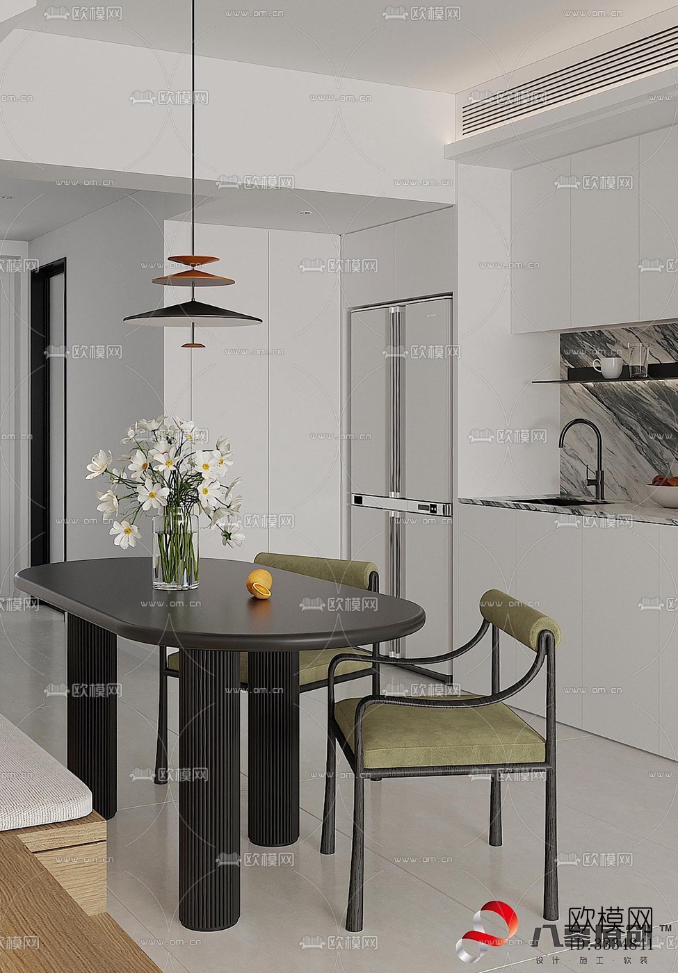 现代餐厅效果图下载（渲染图1）