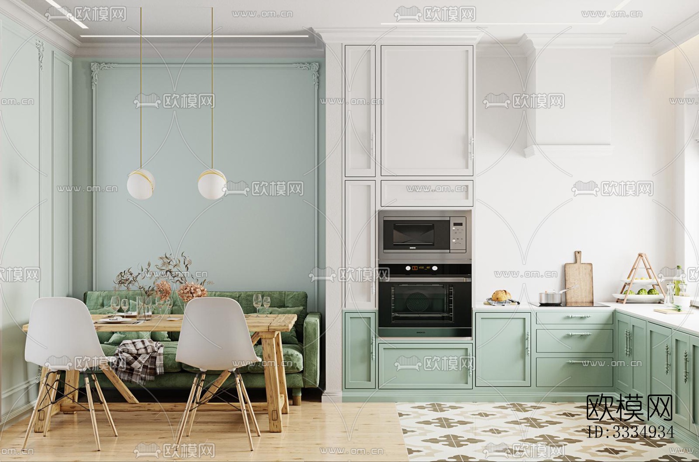 现代餐厅效果图下载（渲染图4）