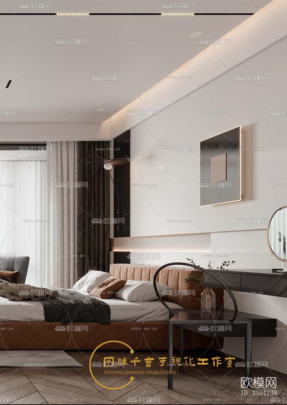 现代卧室效果图下载（渲染图4）