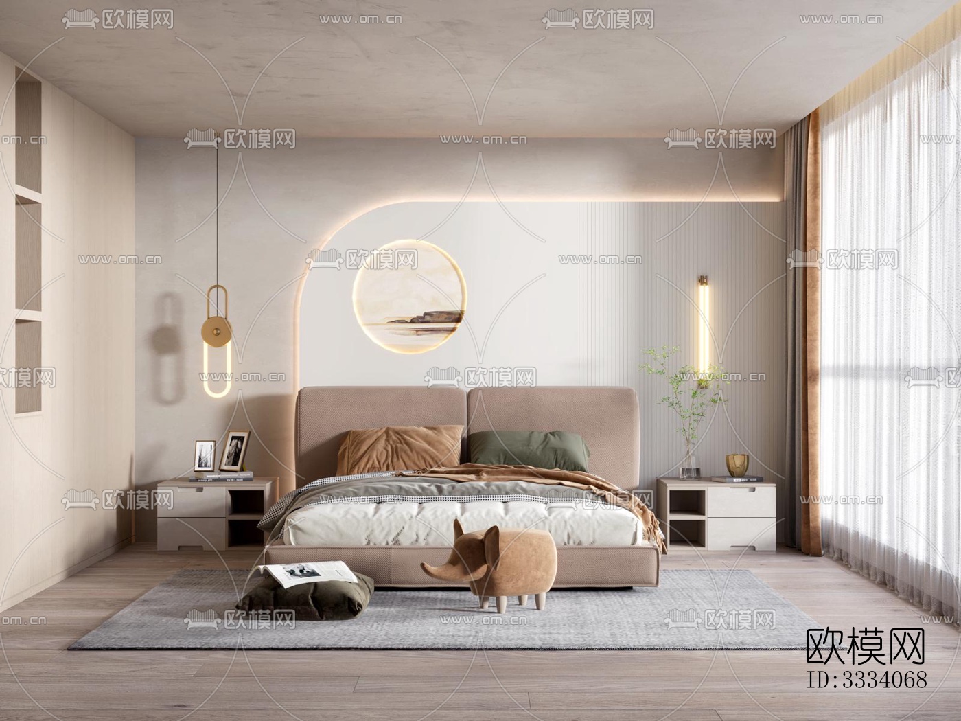 现代卧室效果图下载（渲染图7）