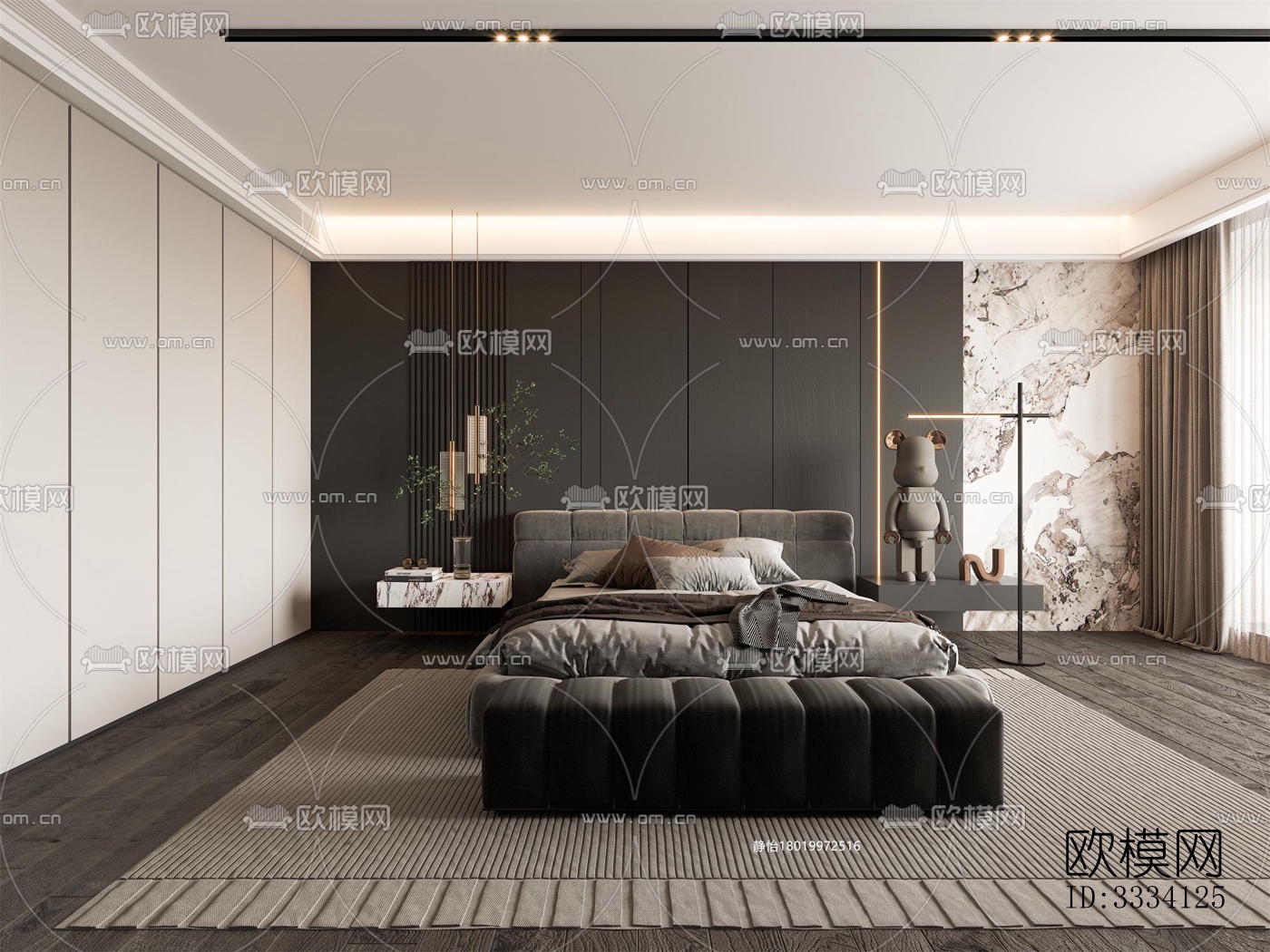 现代卧室效果图下载（渲染图2）