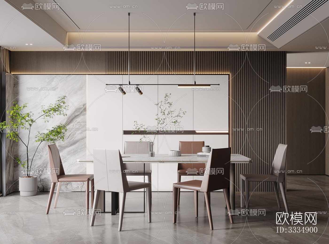 现代餐厅效果图下载（渲染图4）